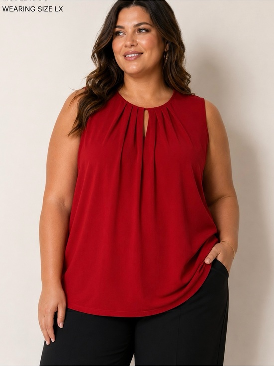 Calvin Klein Tops - 🧳Calvin Klein Red Sleeveless Pleated Neck Top